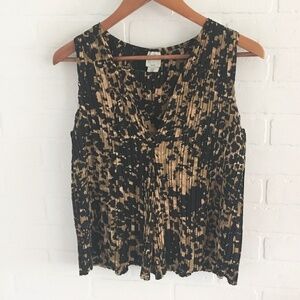 Revolve x Joie Ribbed Silky Tank top Blouse Animal print Leopard Black tan Sz M